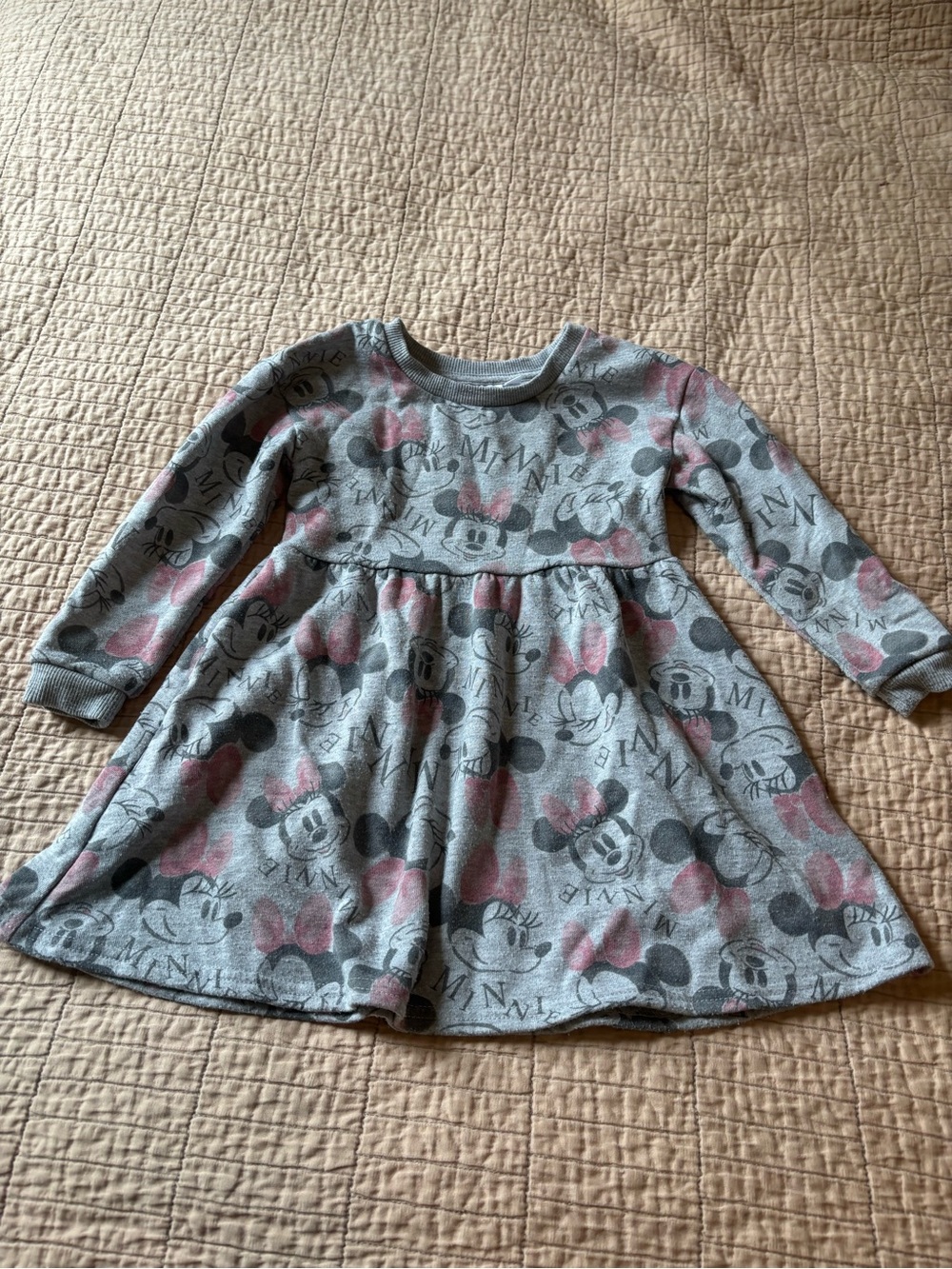 Minnie Mouse Gray Long-Sleeve 3T Dress